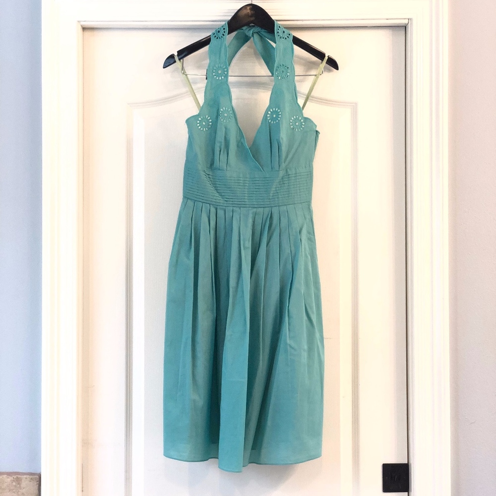 Teal, Apron Halter/Fit & Flare Dress by Max & Cleo